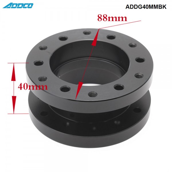 FLASHPOWER 2.0" Steering Wheel Hub Adapter Extension Spacer, 9-Bolt, 6061 Billet Aluminum, Black